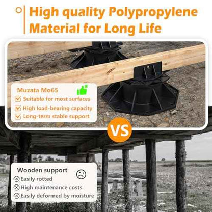 12Pack Adjustable Deck Support Pedestal Deck Foundation Base Support£¬Used for Floating Deck Platform Deck Floor Height Adjustment Raising, Adjustment Raising from 2-3/8" to 5-1/2", Black