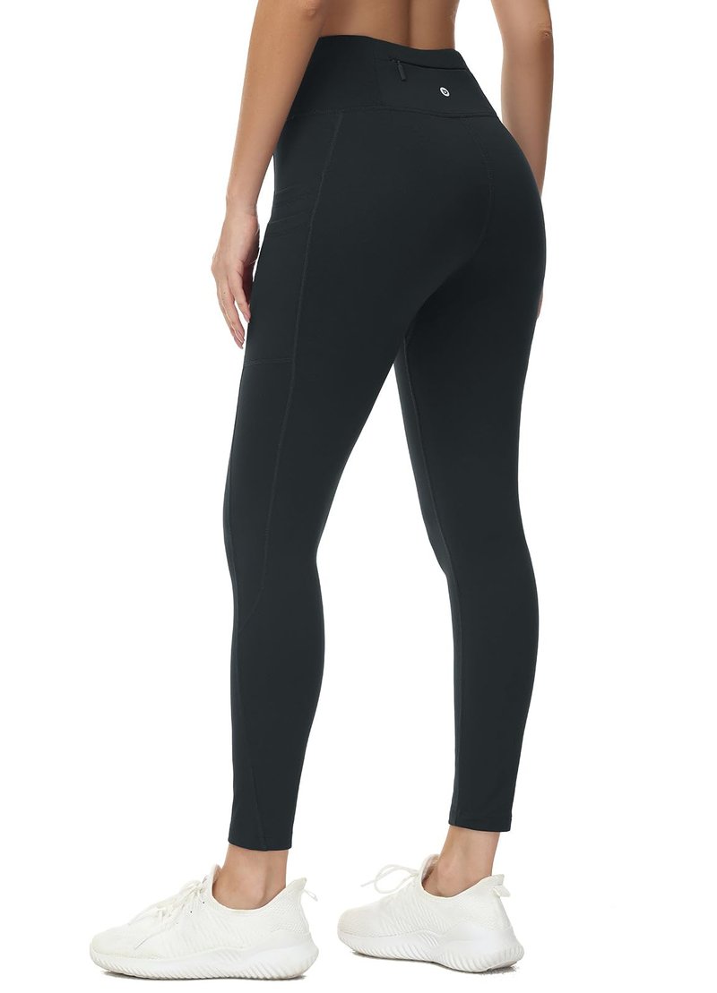 baleaf Fleece Lined Leggings Women Water Resistant 25" Petite Winter Warm Legging Thermal Running Tights Yoga Hiking Pants Black S