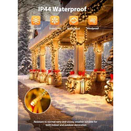 Minetom Christmas Lights Outdoor Cluster Lights - 1000 LED 50 Ft Christmas Firecrackers String Lights, 12 Modes Timer Waterproof Plug in Twinkle Fairy Light for Xmas Tree Garland Party, Warm White