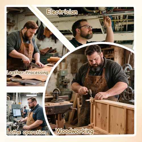 Urby Big and Tall Plus Size Work Apron: Flame Resistant Leather Welding Apron, Wood and Workshop Canvas. Butcher Rubber.