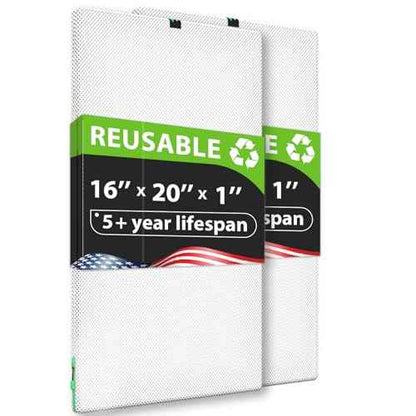 REair 16x20x1 Air filter Pro Kit, Washable and Reusable Air Filter 16x20x1 for AC HVAC Furnace, MERV 8 Air Filters Machine Washable & Dryer Friendly, AC Furnace Air Filter, Include 2 Filters&1 Frame