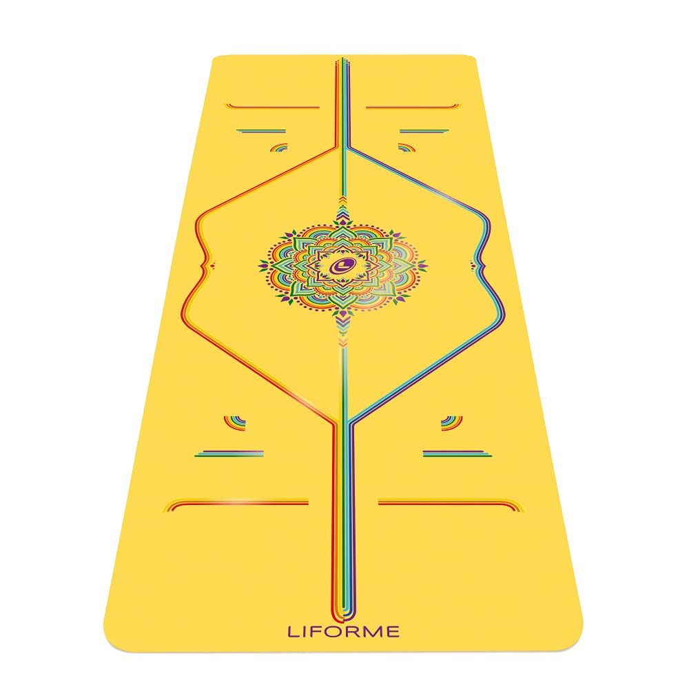 Liforme Travel Yoga mat – Patented Alignment System, Warrior-Like Grip, Non-Slip, Eco-Friendly, Ultra-Lightweight and Sweat Resistant, Made with Natural Rubber