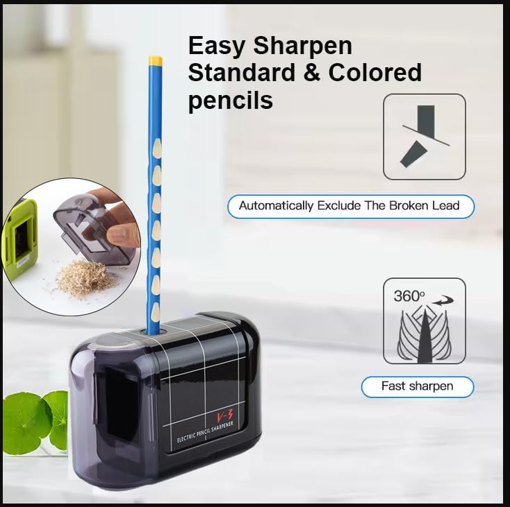 Battery Operated Electric Pencil Sharpener, Portable Pencil Sharpener for Kids, for No.2/Color Pencils (6-8mm), School, Home, Office, Classroom(Black)