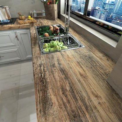16"¡¿118" Thick Brown Grey Distressed Wood Wallpaper Peel and Stick Removable Gray Blue Faux Wood Grain Contact Paper Vinyl Wrap Self Adhesive Furniture Stickers for Dresser Cabinets Countertops