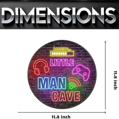 Little Man Cave Sign, Boys Teenage Room Hanging Wall Art Decoration,Gift, Playroom Nursery Decor for Game Lover Gamer Wall Decor 12¡Èx 12¡ÈGlow in the Dark