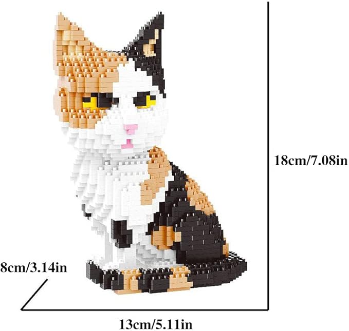 Mini Cat Building Blocks Pet Building Toy Bricks Micro Mini Blocks 3D Puzzle Building Blocks Set Toys Gifts for Kids or Adult (Cat Colorfull 1300PCS)
