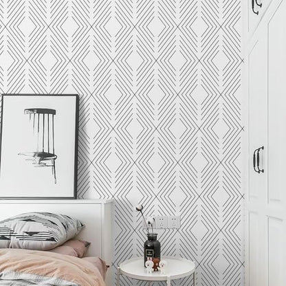 LiKiLiKi Peel and Stick Wallpaper Black and White Contact Paper Geometric Modern Wall Paper for Nursery Room Bedroom Bathroom Cabinets and Drawers Vinyl Roll Self-Adhesive Waterproof 17.3¡± x 118¡±