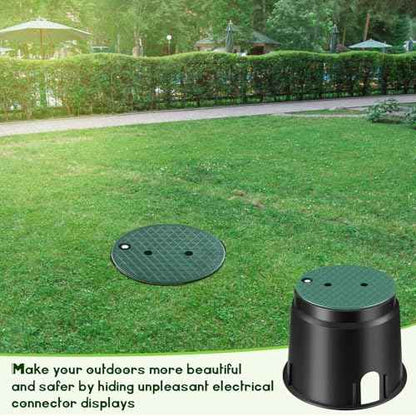 Tandefio 1 Pc 910 Electrical Splice Box 10 Inch Diameter Underground Electrical Junction Box Inground for Outdoor Wiring Splices (Black)