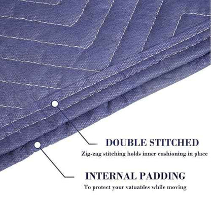 4 Pack Moving Blankets Heavy Duty 80"x72" Quilted Packing Blankets for Moving Furniture Padded Shipping Furniture Mover Blue