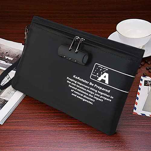 Fireproof Money Bag with Lock KaAutoler Fireproof and Waterproof Cash Bag with Zipper Closure Fireproof Safe Box Money Pouch Locking Accessories Pouch for Cash (11"*7.5")