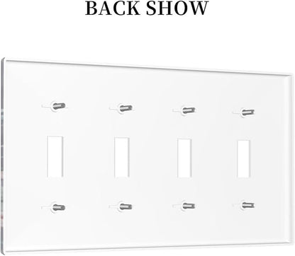 Rustic Wild Floral Darkground Vintage Watercolor Flower Quad Toggle Light Switch Covers Decorative Unique 4 Gang Wall Plate Electrical Faceplate Switchplate for Bedroom Decor
