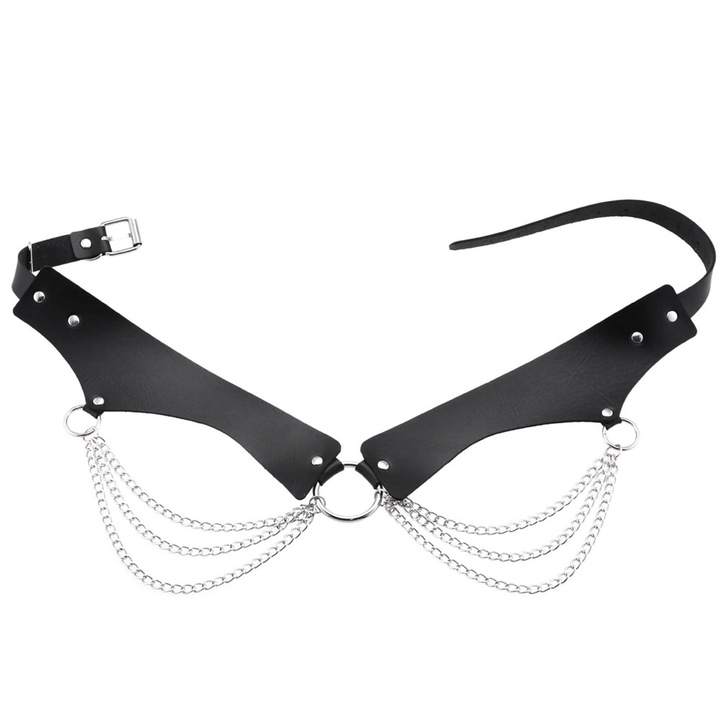 eYLun Women Girls Leather Waist Belt Punk Chain Leather Body Waist Belt Goth Layered Accessories Belt Yellow