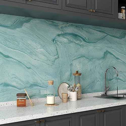 YENHOME Turquoise Blue Marble Wallpaper Peel and Stick Countertops Waterproof Granite Wallpaper for Walls Self Adhesive Marble Look Contact Paper Removable Wall Paper Pull and Stick 17.7"X80"