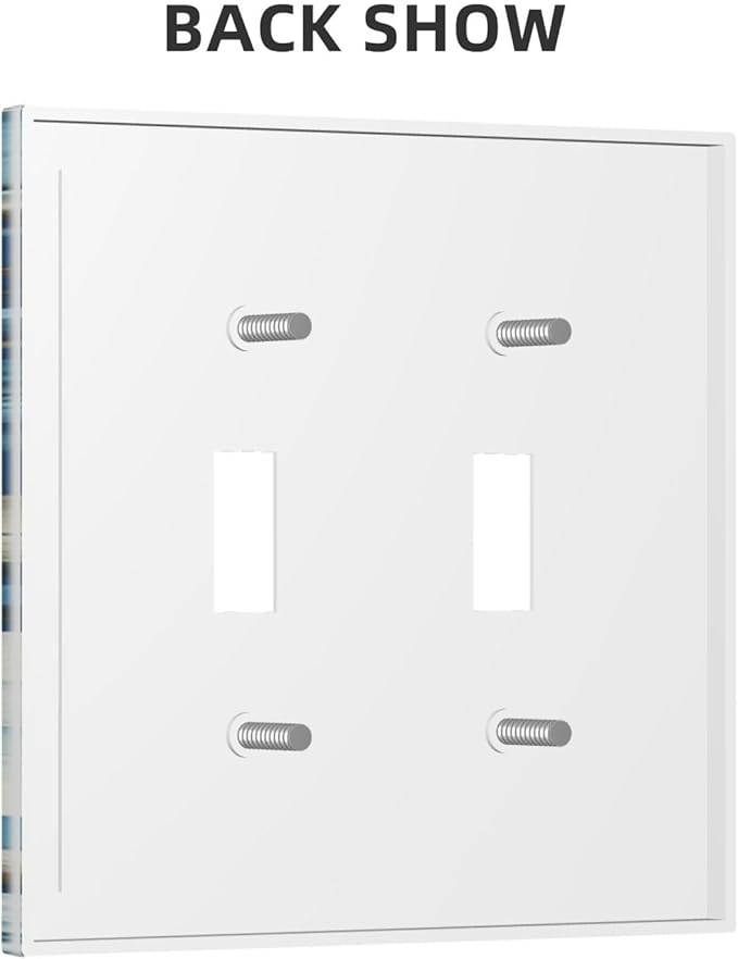 Blue Flowers Branches Leaves Floral Pattern Light Switch Covers Double Toggle 2 Gang Wall Plate Dual Decorative Switchplate Electrical Faceplate for Farmhouse Living Room Decor