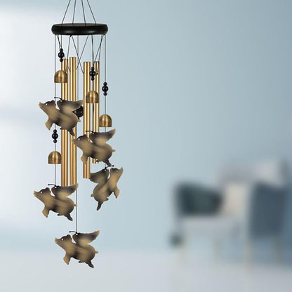 Bronze Flying Pigs Wind Chimes Decor, Portable Mobile Wind Catcher, Sympathy Wind Bells, Memorial Gifts for Mom, Housewarming, Blessing Windchime(Outside/Indoor/Home/Room/Porch/Yard/Garden Decorate)