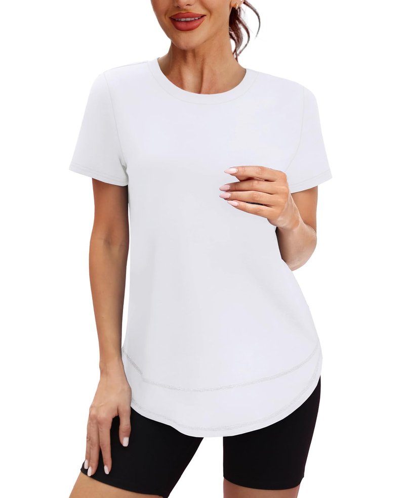 Summer Tops for Women 2026 Short Sleeve Workout Clothes Athletic Shirts Pilates Outfits Camisetas Deportivas para Mujer Blue L