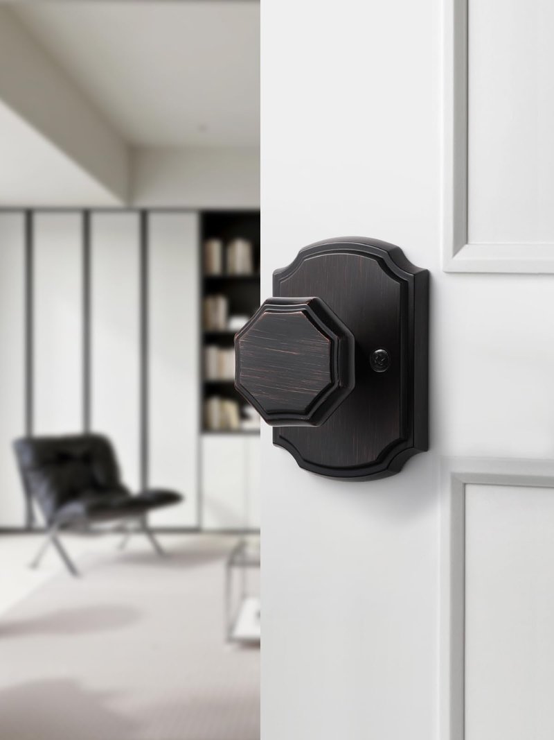 SORWDUERM 1 Pack Oil Rubbed Bronze Knobs Passage Door Knobs Interior Door Knob for Hall and Closet,Zinc Alloy