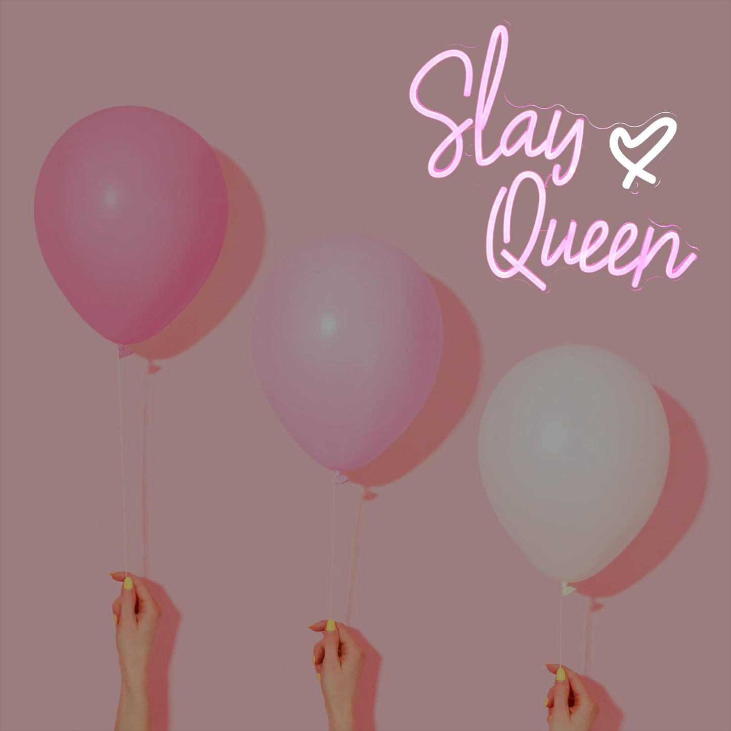 FAXFSIGN Slay Queen Neon Sign Pink White LED Neon Light Up Signs for Wall Decor Usb Neon Light for Bedroom Preppy Girl Aesthetic Room Dorm Decor Y2k Party Gifts