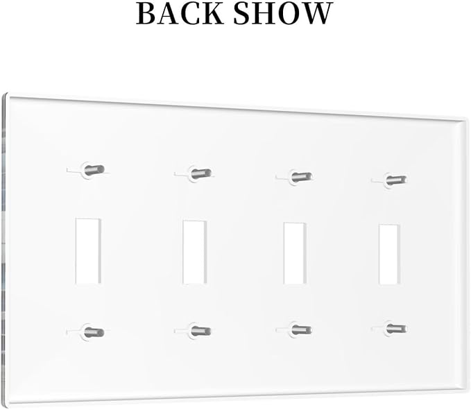 White Blue Flower Peonies Light Switch Covers Quad Toggle 4 Gang Wall Plate Decorative Switchplate Electrical Faceplate for Farmhouse Bathroom Living Decor
