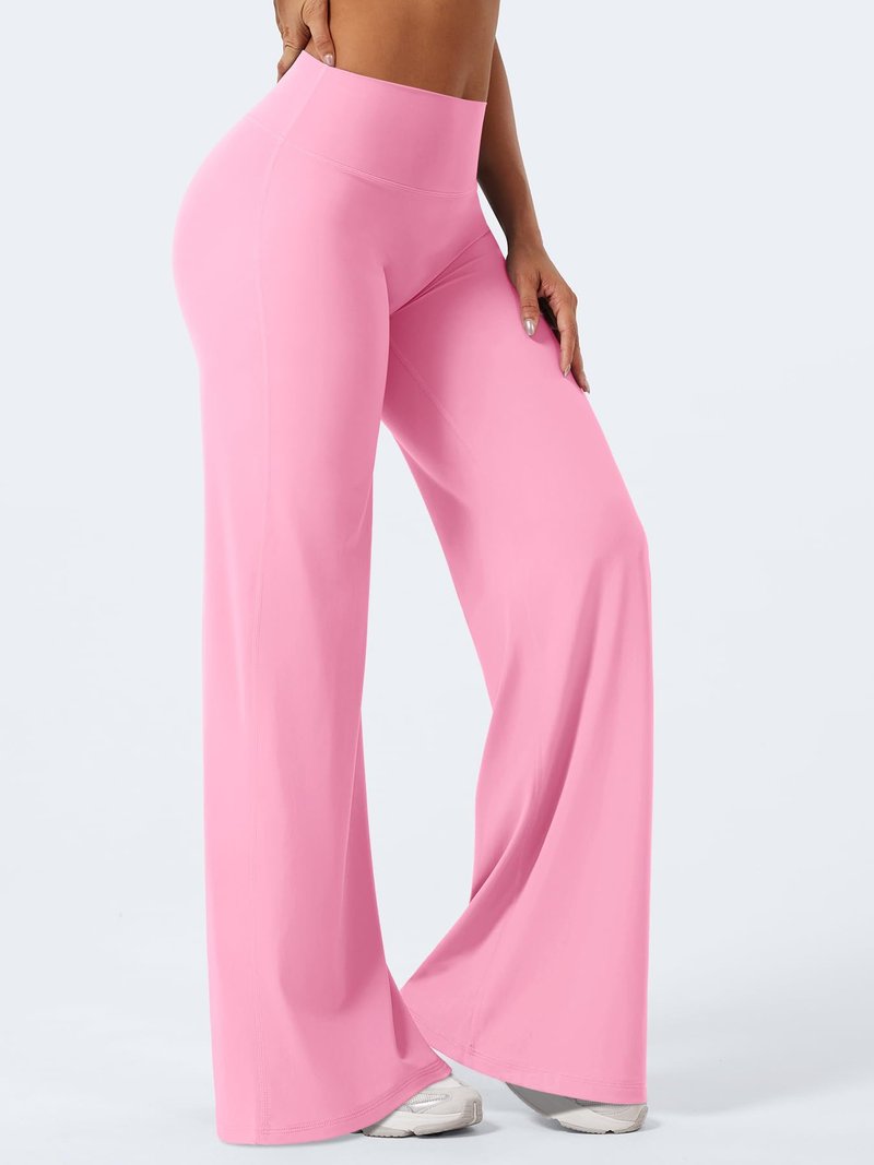 YEOREO Workout Leggings Womens No Front Seam Straight Leggings 35" High Waist Buttery Eddiy Gym Yoga Pants Bubblegum Pink L