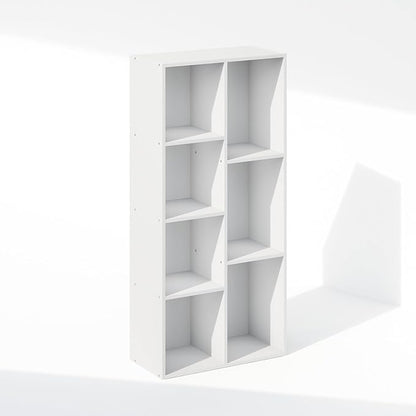 Furinno Reed Closet Organizers and Storage, 7-Cube Closet Organizer, Open Shelf Closet Storage, for Wardrobe, Bedroom, Living Room, White