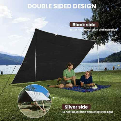 Tarp 10x20FT, Extra Thick 16Mil Heavy Duty Waterproof Tarps with Brass Grommets and Reinforced Edges, Tear & Fade Resistant, 100% UV Blocking Outdoor Tarp for Roof Camping Patio Pool Boat (Silver)