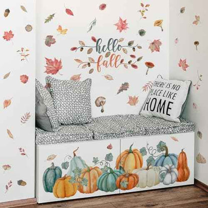 Fall Wall Decals Fall Nuts Pumpkin Maple Wall Stickers Removable Autumn Peel and Stick Sticker Fall Vinyl DIY Wall Art Decals Autumn Party Supplies Home Window Decor