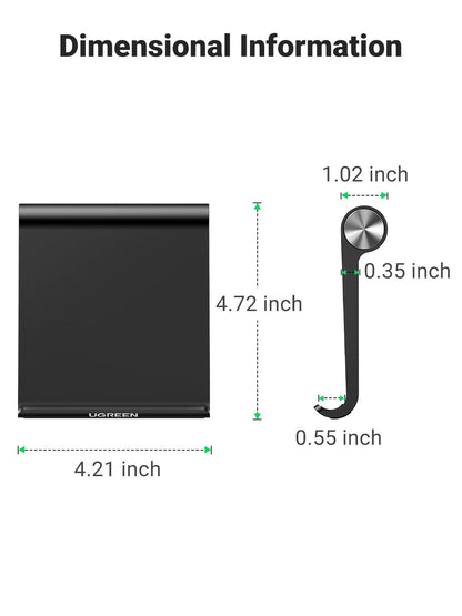 UGREEN Tablet Stand Holder Adjustable Portable Desktop Dock Office Compatible with iPad Pro 11 9.7 10.5 Air Mini 5 4 3 2 iPhone 17 16 15 14 13 12 Black