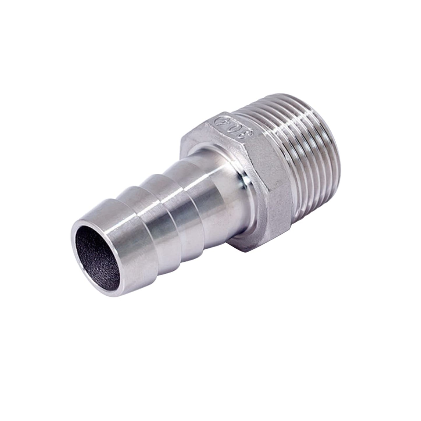 Pysrych Stainless Steel 304 Hose Barb Fitting, 1-1/4" Barbed x 1-1/4" NPT Male Straight Adapter Connector with 2 Hose Clamps, Pack of 2