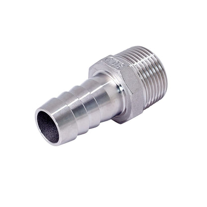 Pysrych Stainless Steel 304 Hose Barb Fitting, 1-1/4" Barbed x 1-1/4" NPT Male Straight Adapter Connector with 2 Hose Clamps, Pack of 2
