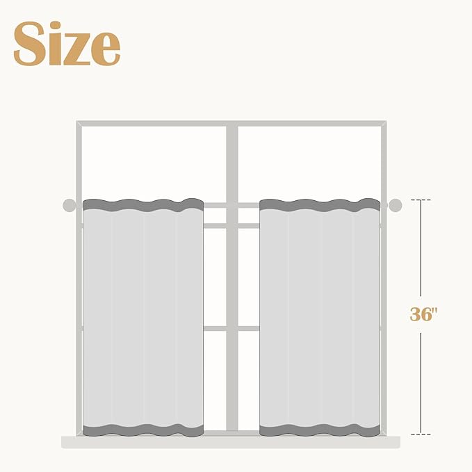 jinchan Striped Linen Kitchen Curtains 36 Inches Christmas Tier Curtains Farmhouse Modern Cafe Style Small Window Treatments Airy Light Filtering Rod Pocket for Living Room Bathroom 2 Panels Candy