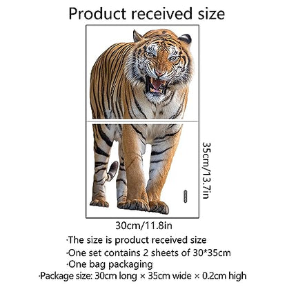 Ferocious Tiger Wall Stickers, sacinora Realistic Wild Animal Wall Decals Removable Vinyl Peel and Stick for Living Room Bedroom Children's Room Sofa TV Background Art Decorations