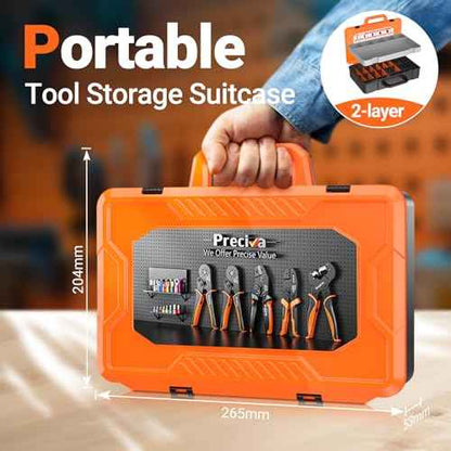 Preciva Crimping Tool Connector kit - AWG28-16/0.08-1.5mm©÷ Ratcheting Crimper with 620Pcs Connectors and 1600Pcs Pins | Crimp Tool for Dupont, JST, ATX, EPS, PCIE, SATA Series