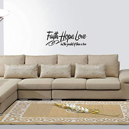 Faith Hope Love but The Greatest of These is Love - 1 Corinthians 13:13 Christian Quotes Religious D?cor Inspiring Home Decoration Sticker Pure Black Vinyl Wall Decal