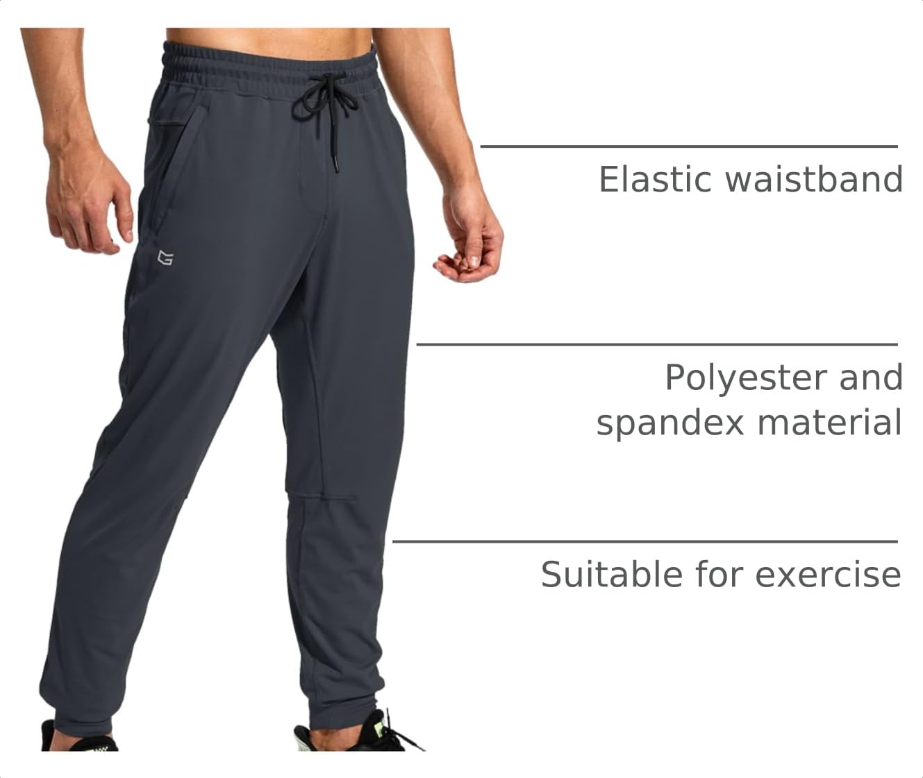 G Gradual Men's Sweatpants with Zipper Pockets Athletic Pants Traning Track Pants Joggers for Men Soccer, Running, Workout(Grey,XXL)