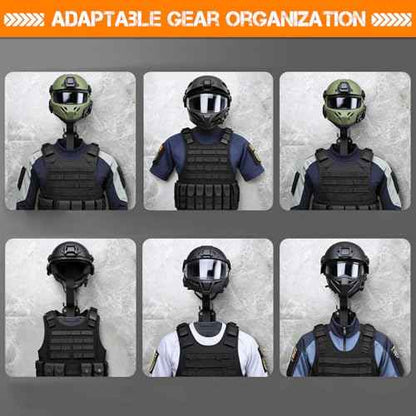 HLOGREE Motorcycle Helmet Holder Rack Wall Mount Metal Helmet Holder Mount with Hooks for Motorcycle Bike Baseball Rugby - Black