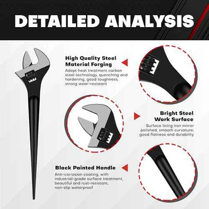 C&T 3-Piece Adjustable Spud Wrench and Pry Bar Set, Spud Wrench, Nail Puller, Claw Bar, Cats Paw Nail Puller, Universal Wrenches, 8In, 10In, 12In, CR-V, Suitable for Home Renovation and Woodworking