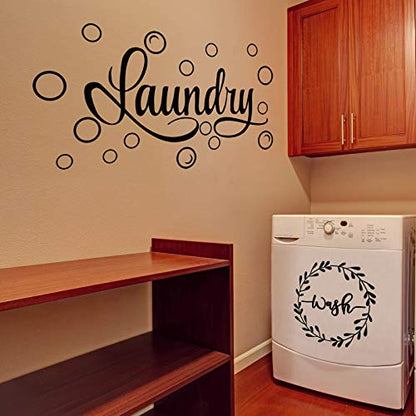 Zonon Laundry Stickers Laundry Room Decor Decal Quote Wash Dry Sticker for Home Apartment Washing Machine Dryer Room Decor