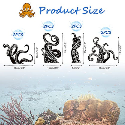 OOTSR 8PCS Octopus Tentacles Wall Sticker, Vinyl Art Decal, Kraken Toilet Decor, Bathroom Art for Toilet Seat