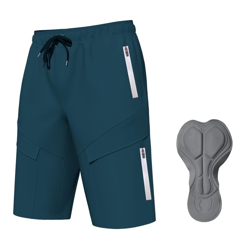 Lo.gas Mountain Bike Shorts for Men,3D Padded Loose-fit Cycling Biking Bicycle Shorts Mens with Underwear Zipper Pockets
