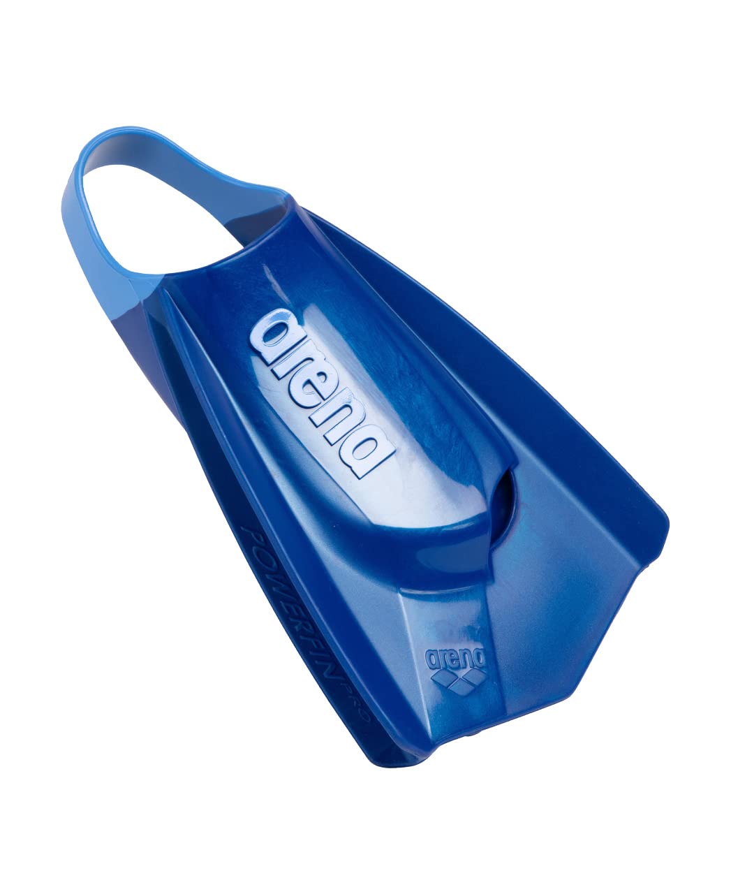 Arena Unisex Adult Powerfin Pro II Swim Training Fins Men and Women Silicone Short Blade Flippers Left/Right Customized, Blue, Size 9.5-10.5