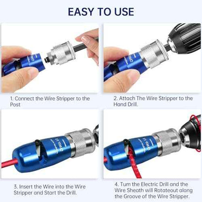 Wire Stripper Twister Tool for Drill,2025 Upgraded Wire Stripping Tool & Wire Twisting Connector for Cutters 6-14 AWG, 10 In 1 Professional Electrician 50 PCS Wire Nut Twister Stripping&Twisting Tool