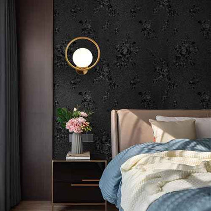 Black Peel and Stick Wallpaper Floral Black Wallpaper 17.7inch x 118.1inch Embossed Flower Contact Paper Peel and Stick Textured Self Adhesive Removable Wall Paper Floral Vinyl for Cabinets
