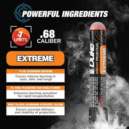 Duke Extreme Non-Lethal 68 Caliber Projectiles OC Spray Balls, Pepper Spray Self Defense Balls, Pepper Spray Balls, 68 Caliber Self Defense Balls, Non Lethal Ammo (1% OC+4% PAVA - 7 Count)