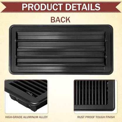 Retisee 4x12 Inches Floor Vent Covers Heavy Duty Floor Register Easy Installation Metal Heat Vent Covers with Rust Proof Finish for Home(Black,4 Pcs)