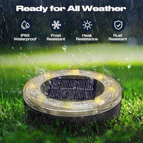 Mini Solar Ground Lights, 24 Pack Solar Lights Outdoor Waterproof, Upgraded LED Flat Landscape Lighting for Outside Pathway Garden Patio Yard Driveway,Warm White