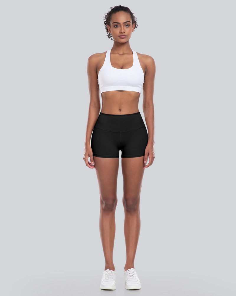 CHRLEISURE High Waisted Spandex Biker Shorts, Workout Booty Soft Yoga Shorts for Women (3" 4Black, L)