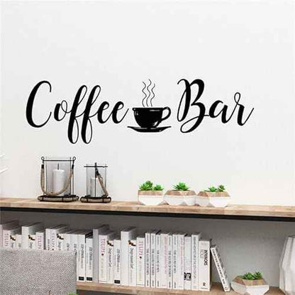 Coffee Bar Quotes Wall Decals Art Stikcer Decoration Vinyl House Home Bedroom Decor Wall Art Design YMX67 (42x12cm, Black)
