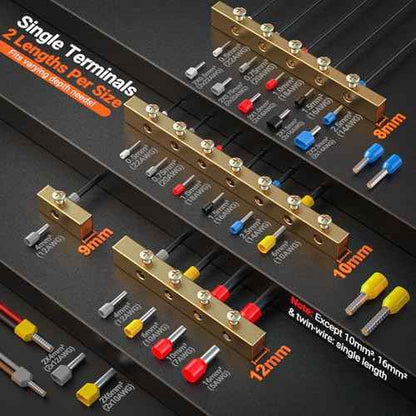 Preciva Ferrule Crimping Tool Kit, Self-Adjustable Ratchet Crimper for AWG 28-5 Ferrules - Includes 1275PCS Hexagonal Double & Single Wire Connectors
