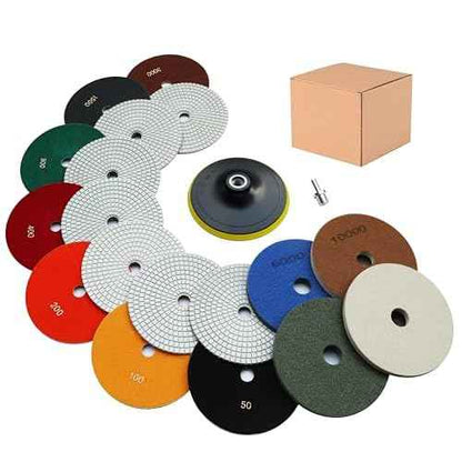 11 PCS 6 Inch Diamond Polishing Pads Kit Wet/Dry 50-10000 Grit for Concrete,Stone Edge,Granite,Tile,Marble, Rock,Countertop,Quartz,for Drill Grinder Polisher